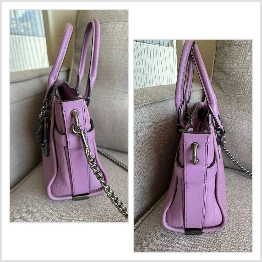 COACH Mini Swagger 21 Orchid Leather W/ Willow Floral Crossbody Limited edition